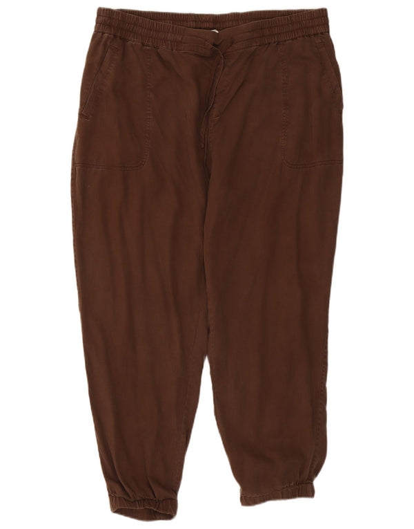 Fat Face Dame Joggers Cropped Trousers UK 16 Large W38 L25 Brun Lycra