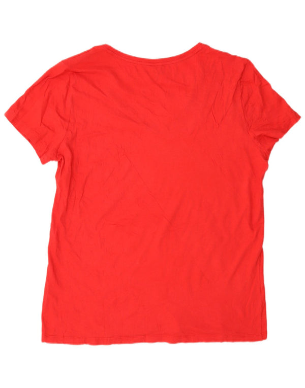 Nautica Dame Grafisk T-Shirt Top UK 18 XL Rød Bomuld