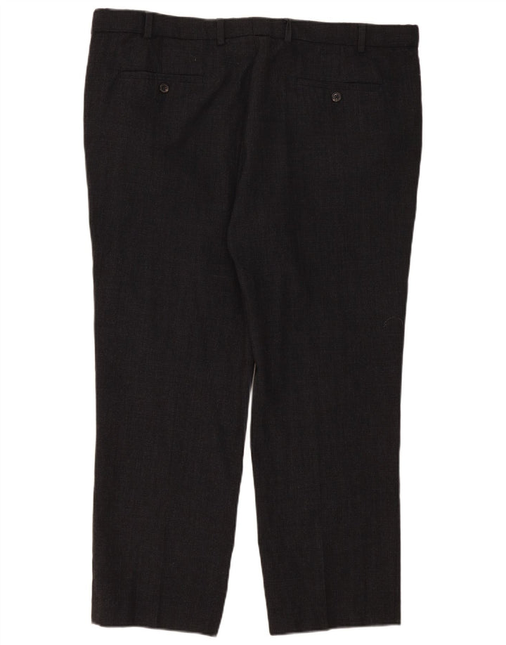 Marks & Spencer Mens Tailored Fit Straight Suit Trousers W42 L29 Grey Check