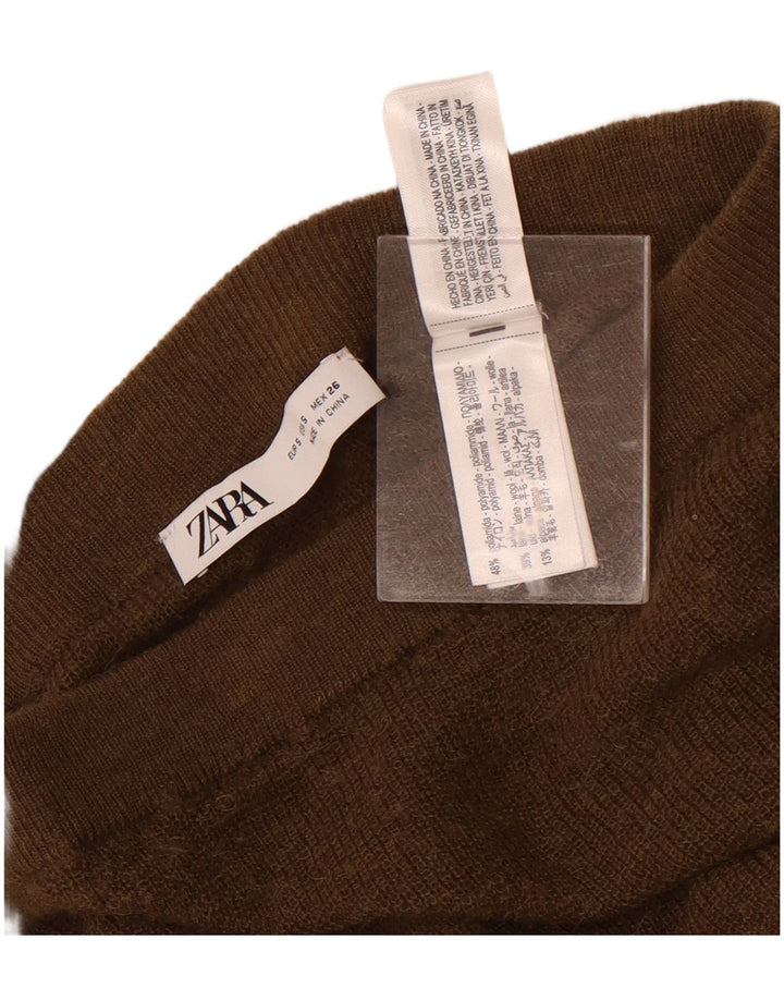Zara Mujer Falda Maxi De Punto Pequeña W26 Poliamida Marrón