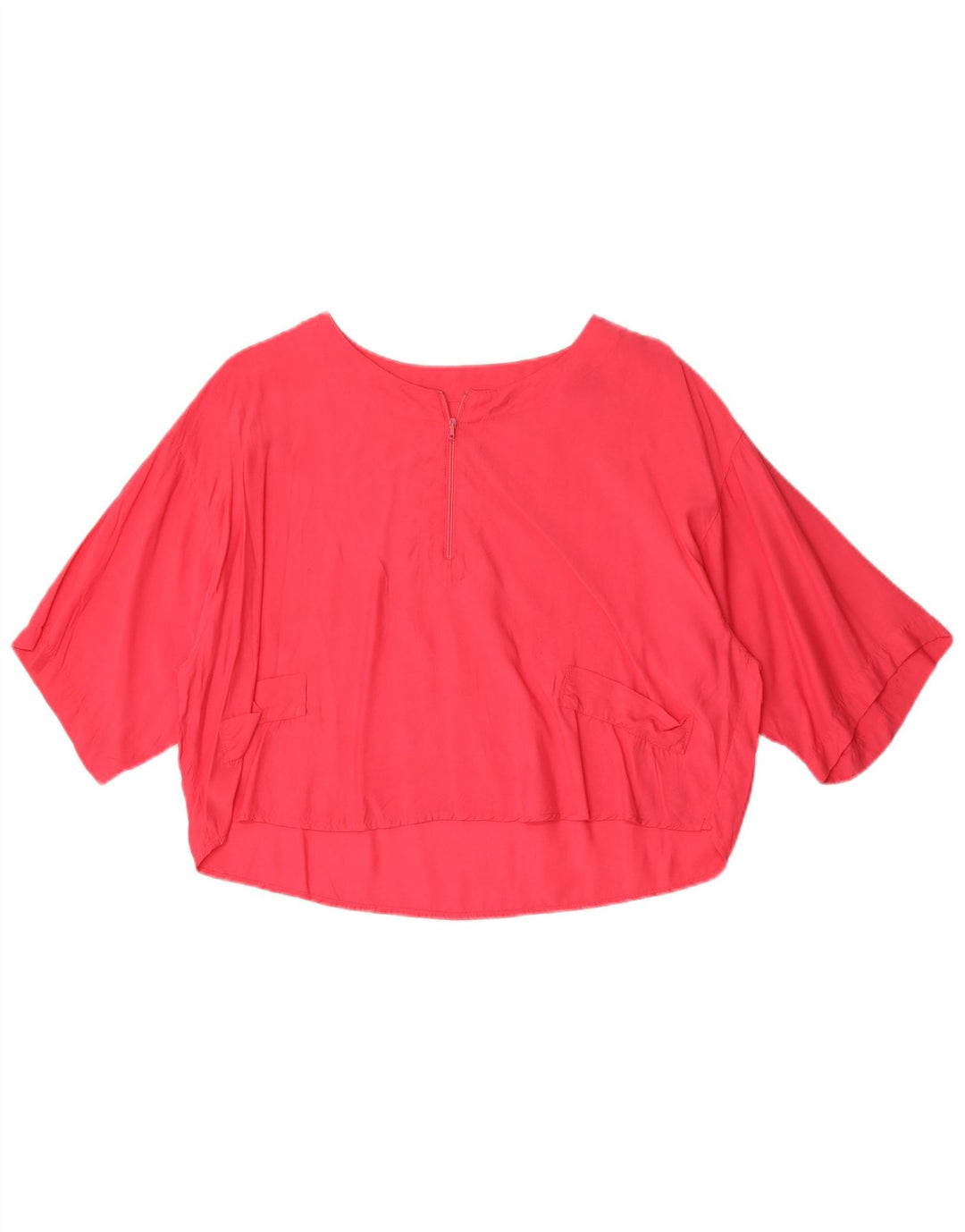 Benetton Womens Crop Oversized bluse Top IT 44 Medium Pink Viscose