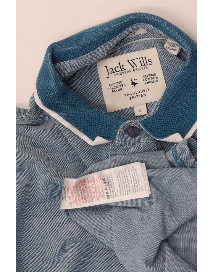 Jack Wills Mens Polo Shirt Small Blue Striped Cotton