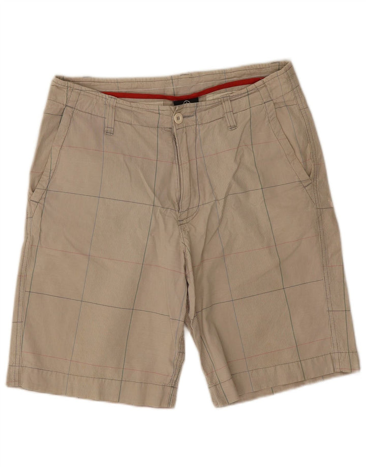 Converse Mens Chino Shorts Small W28 Beige Check Cotton