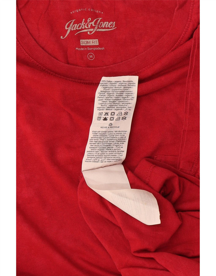 Jack & Jones Mens Slim Fit T-Shirt Top Medium Red Cotton