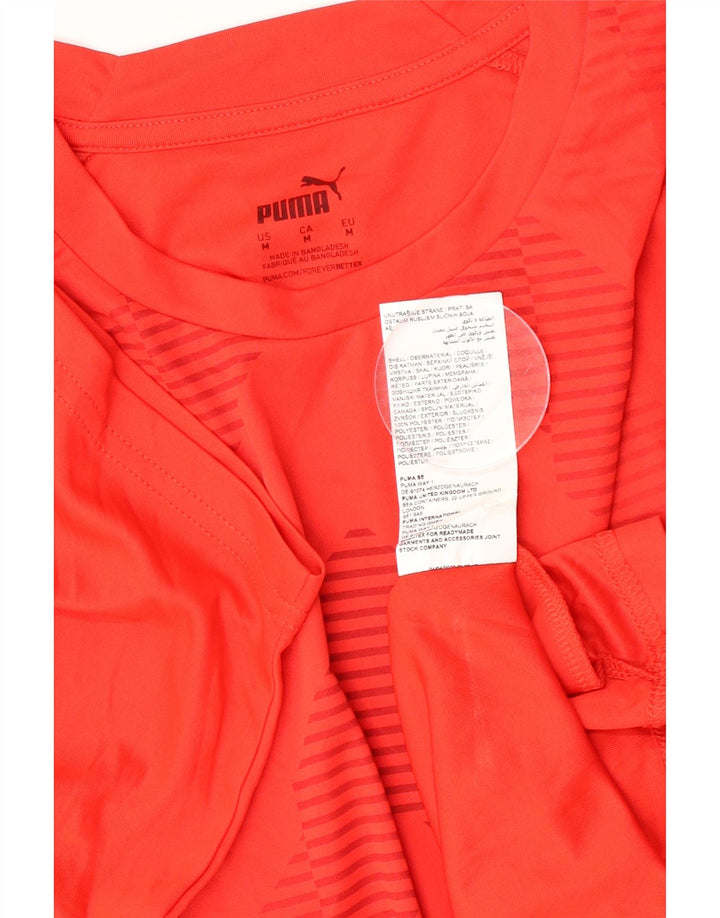 Puma Herre T-Shirt Top Medium Rød Chevron Polyester