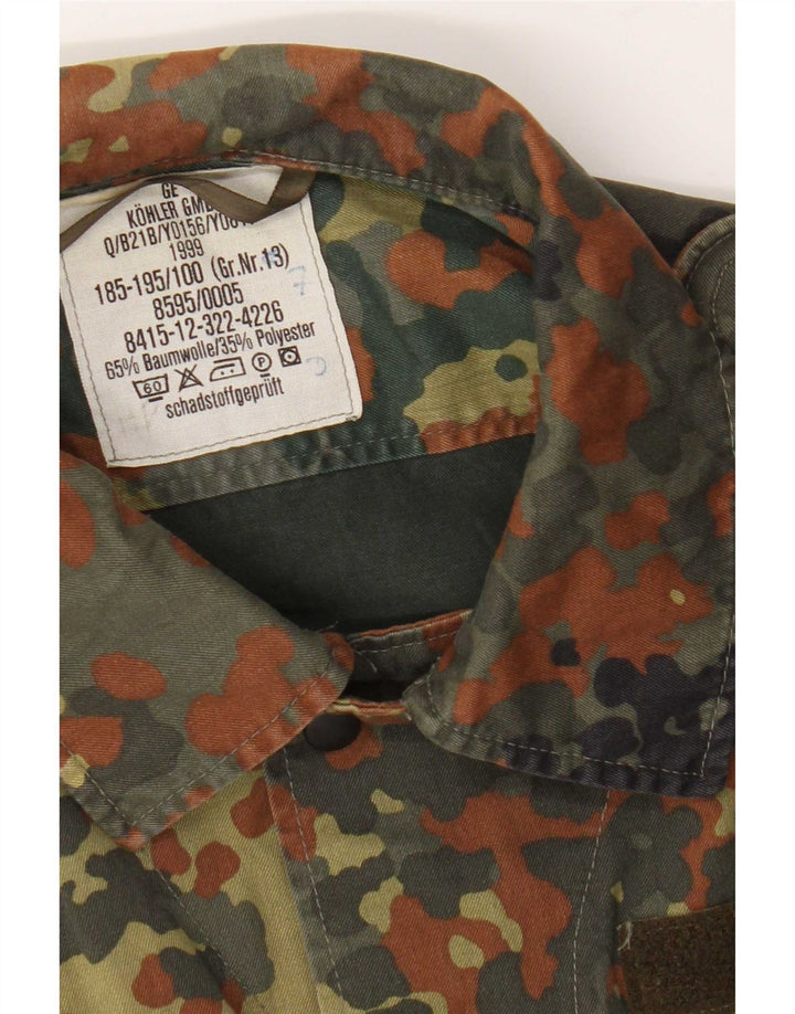 Vintage Mens Military Shirt Medium Khaki Camouflage Cotton