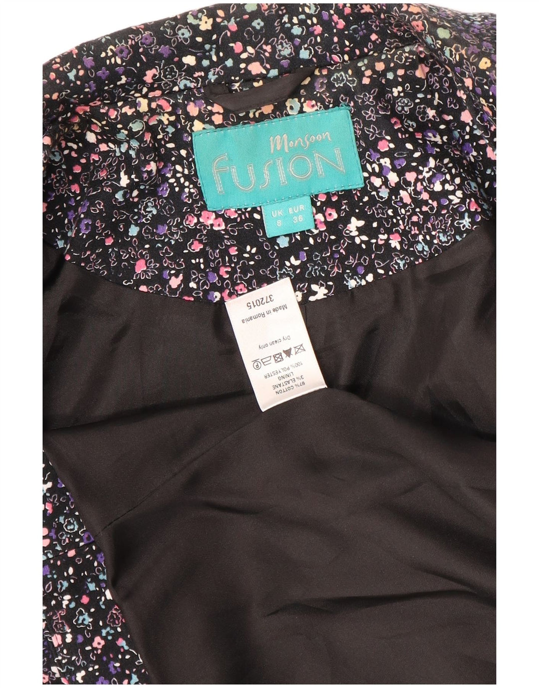 Monsoon Womens Crop 1 Button Blazer Jacket UK 8 Small Multicoloured Floral