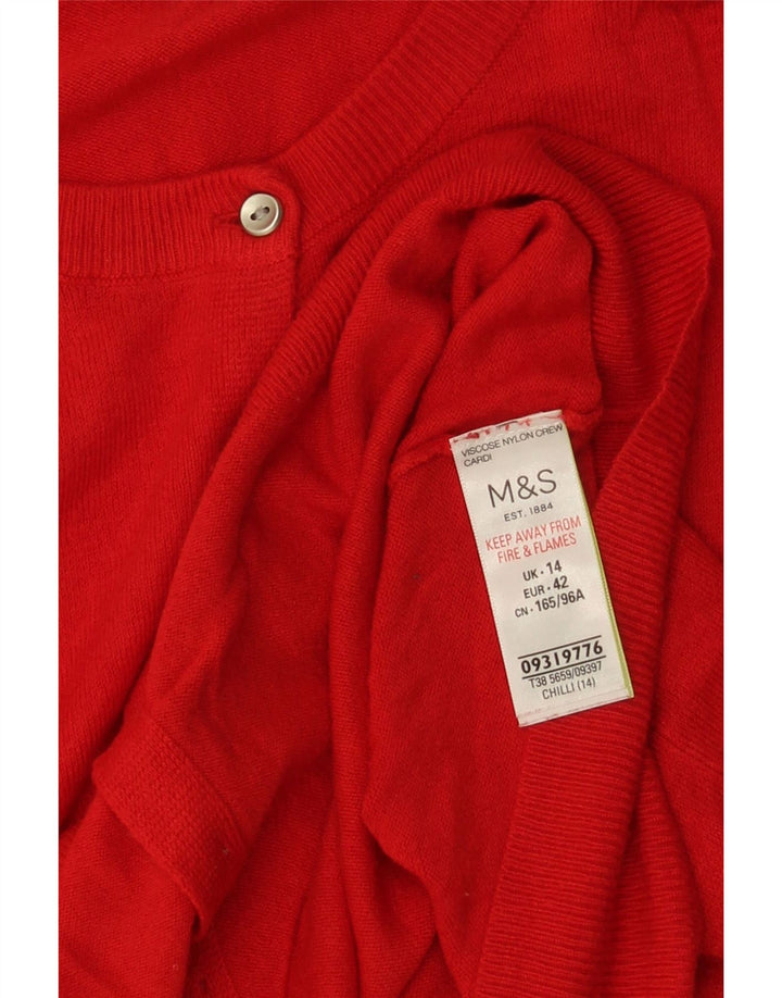 Marks & Spencer Womens Cardigan Sweater UK 14 Large  Red Viscose