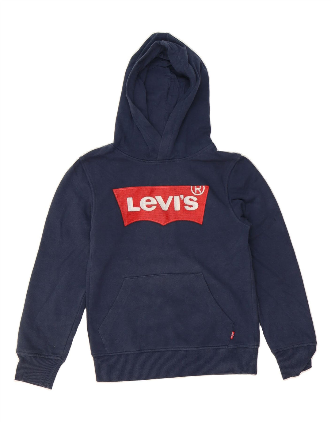 LEVI'S Boys Graphic Hoodie Jumper 7-8 Years Navy Blue Vintage Levi's and Second-Hand Levi's from Messina Hembry 
