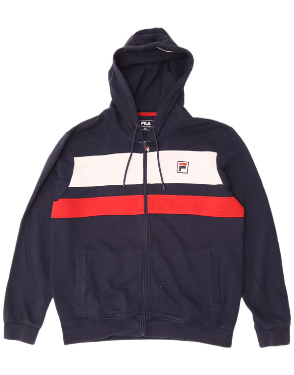 Fila Hættetrøje med lynlås til mænd XL Marineblå Colourblock Bomuld