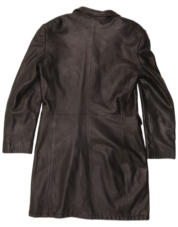 Marella Γυναικείο Δερμάτινο Παλτό UK 12 Medium Black Leather