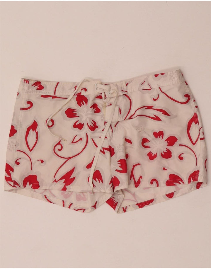 Sundek Womens Swimming Shorts US 8 Medium  White Floral Polyester