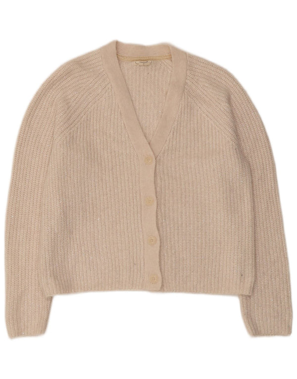 Fat Face Dame Cardigan Sweater UK 12 Medium White Polyester