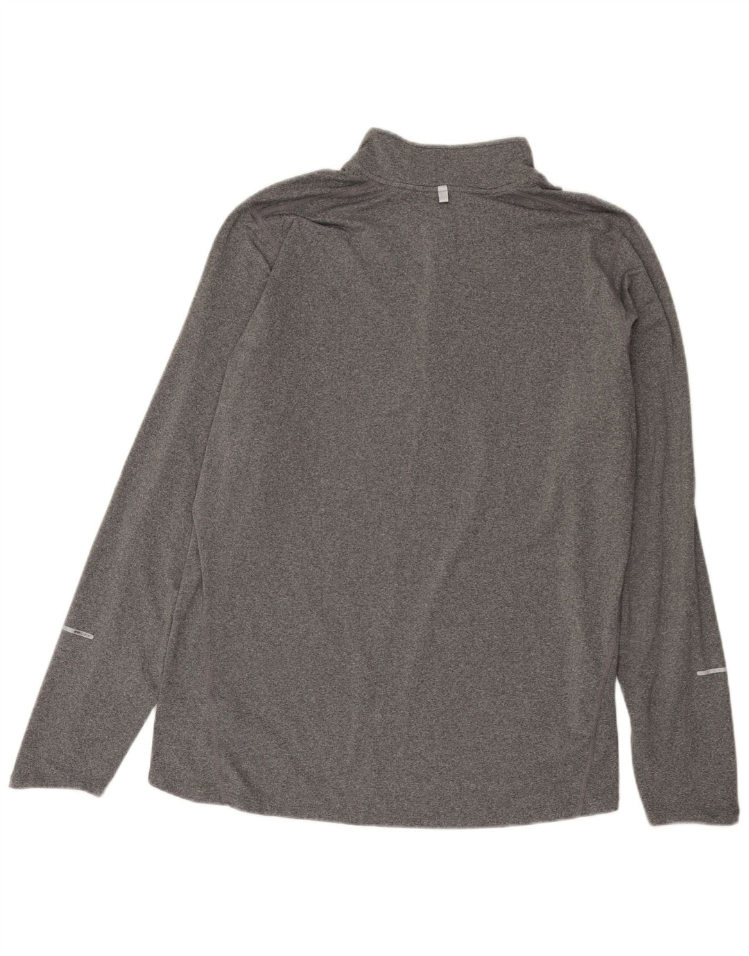 Nike Mens Dri Fit Zip Neck Top Long Sleeve XL Grey Flecked Polyester