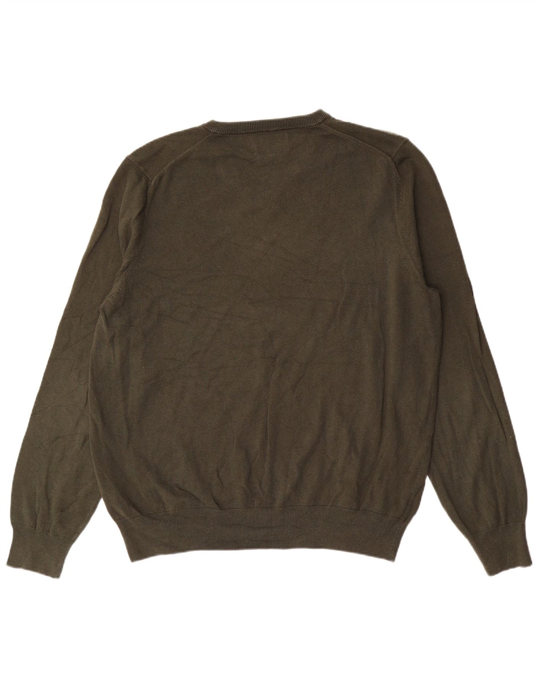 Marks & Spencer Mens V-Neck Jumper Sweater XL Khaki Cotton