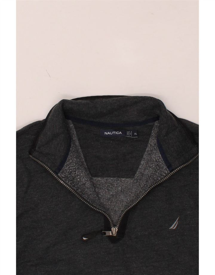 NAUTICA Mens Zip Neck Sweatshirt Jumper XL Grey Cotton Vintage Nautica and Second-Hand Nautica from Messina Hembry 