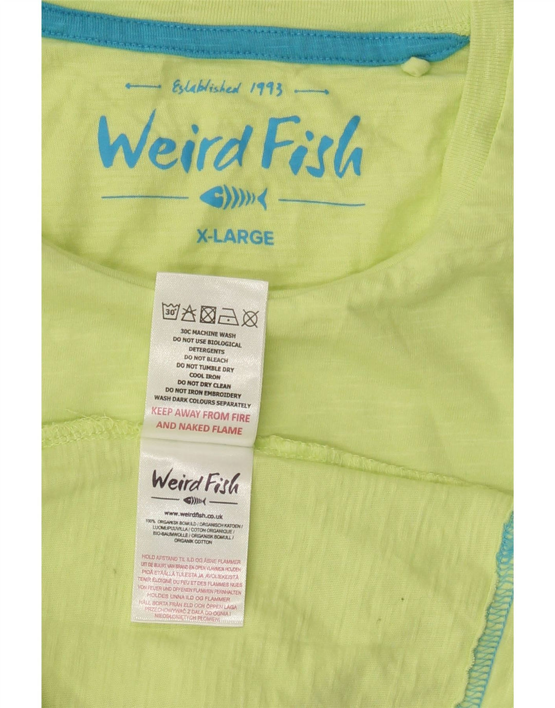 Weird Fish Mens T-Shirt Top XL Green Cotton