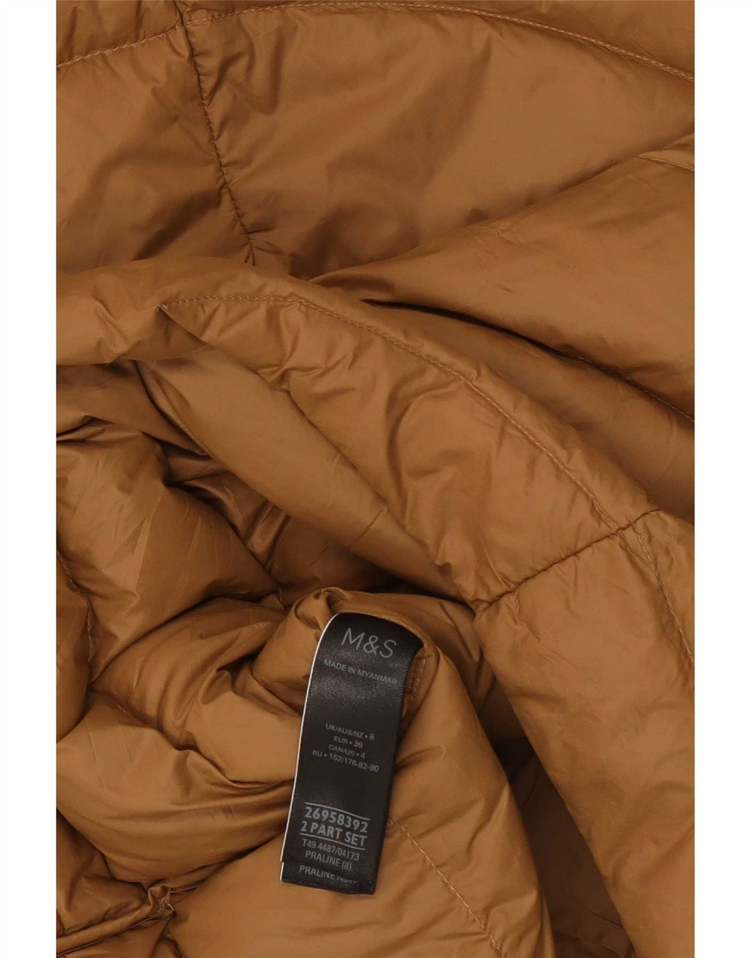 Marks & Spencer Womens Hooded Padded Coat UK 8 Small Brown