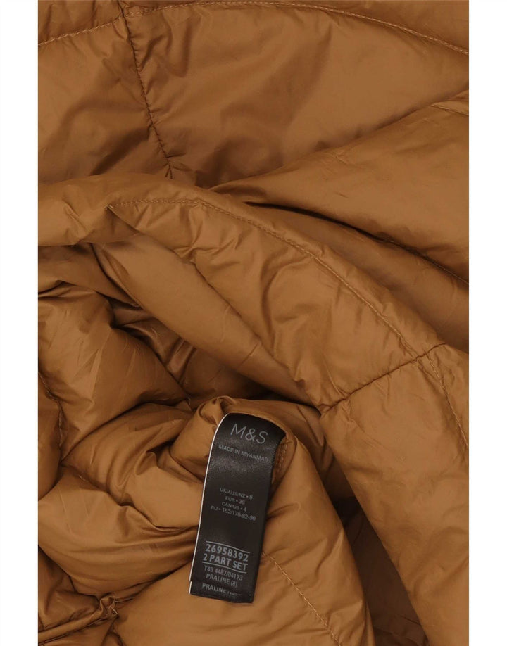 Marks & Spencer Womens Hooded Padded Coat UK 8 Small Brown