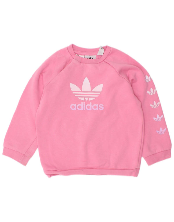 Adidas Bebeluși Fete Pulover Grafic Pulover 12-18 Luni Roz Bumbac