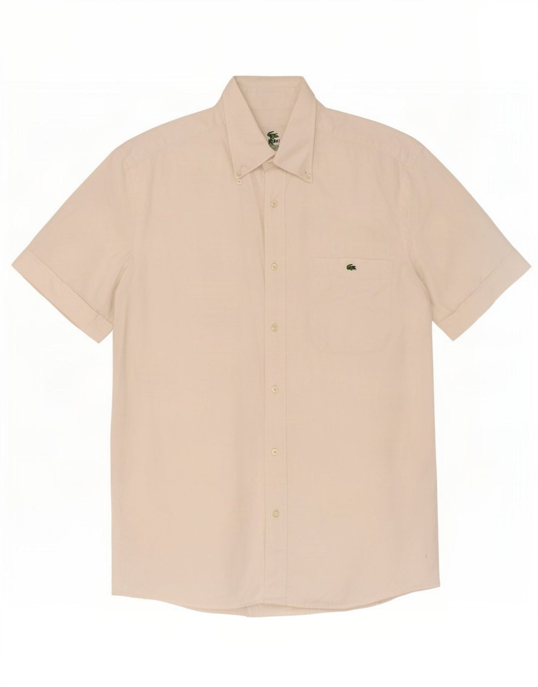 Lacoste Mens Short Sleeve Shirt Size 39 Medium White Cotton