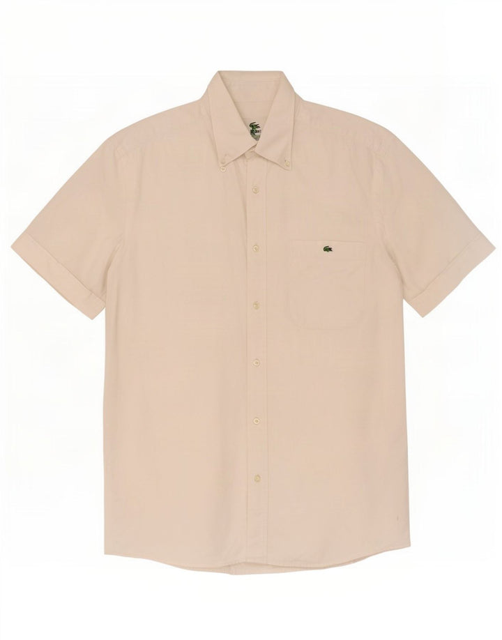 Lacoste Mens Short Sleeve Shirt Size 39 Medium White Cotton