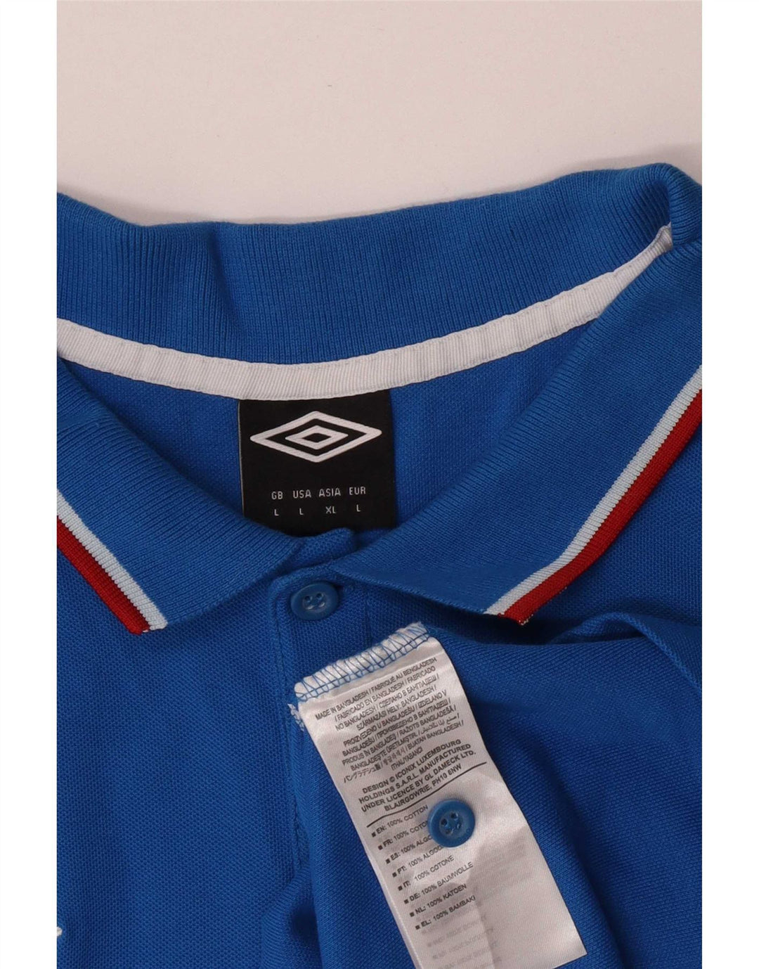 Umbro Mens Short Sleeve Polo Shirt Large Blue Cotton