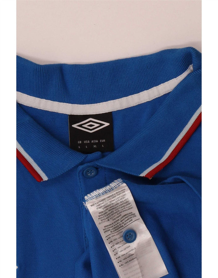 Umbro Mens Short Sleeve Polo Shirt Large Blue Cotton