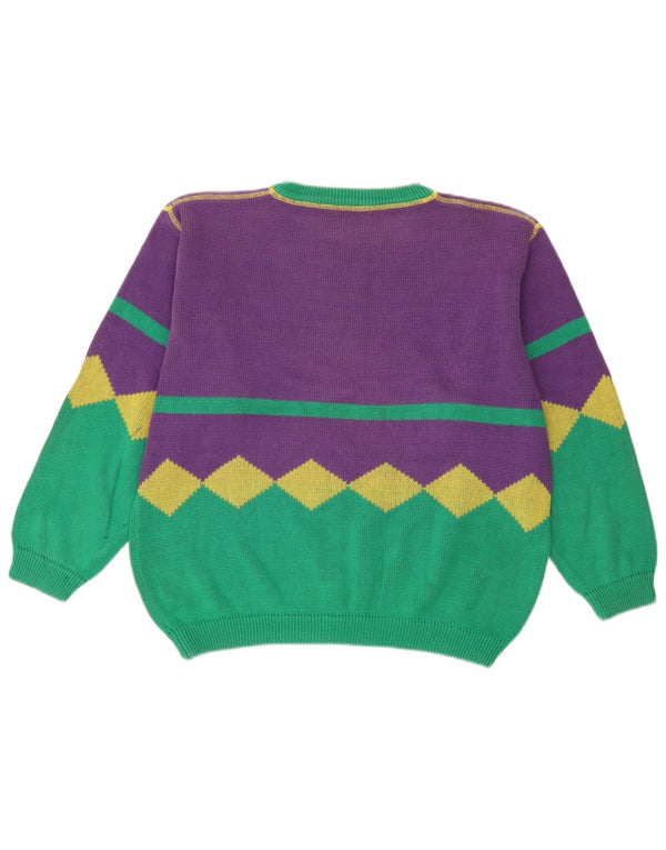 Maglione da donna con scollo a barca Benetton IT 48 XL Cotone color block viola