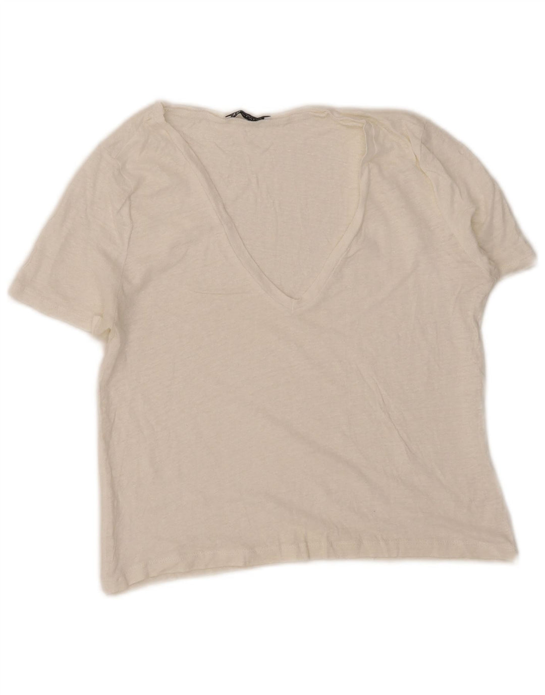 Zara Womens Crop T-Shirt Top UK 12 Medium White