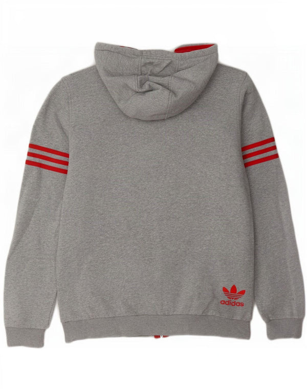 Maglione con cappuccio e zip grafica Adidas da uomo in cotone chiazzato grigio medio
