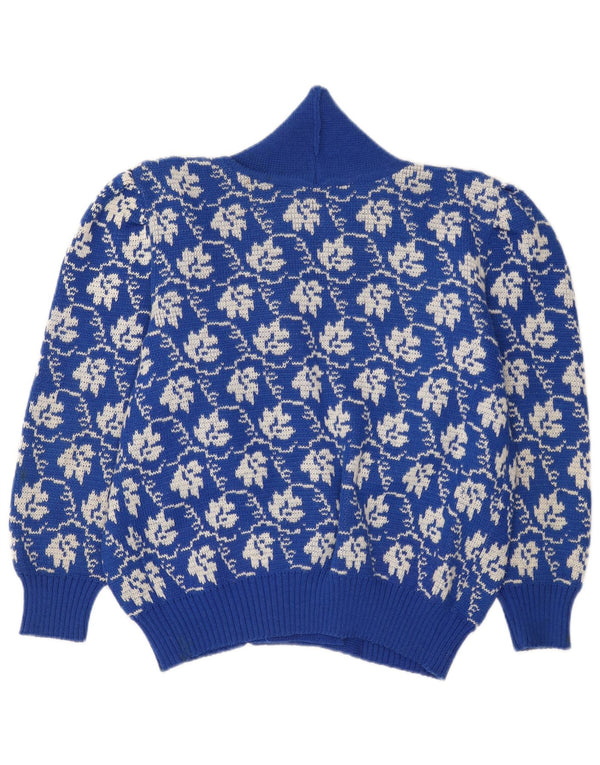 Vintage Damen Cardigan Pullover UK 18 XL Blau geblümt