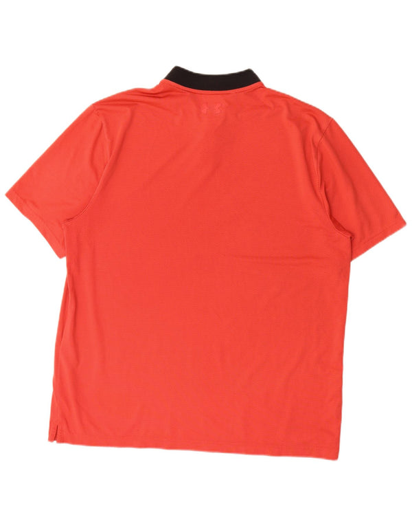 Under Armour Mens Polo Shirt Large Red Colourblock Polyester