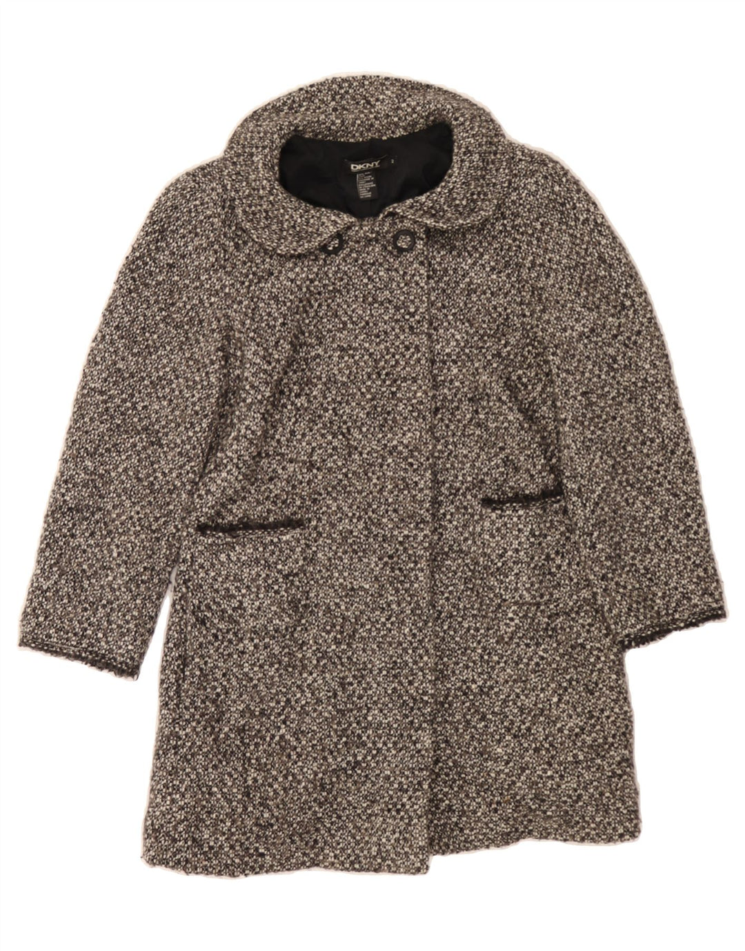 DKNY Womens Overcoat US 2 XS Grey Flecked Wool Vintage Dkny and Second-Hand Dkny from Messina Hembry 