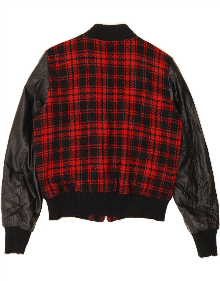 BENETTON Womens Bomber Jacket IT 44 Medium Red Check Vintage Benetton and Second-Hand Benetton from Messina Hembry 