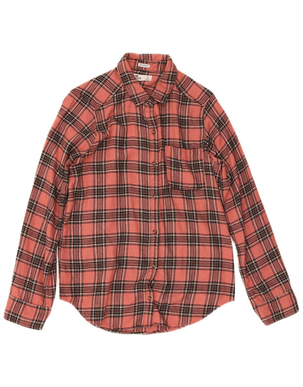 Camicia Hollister da donna in flanella con vestibilità Boyfriend UK 10 Small Pink Check Viscosa