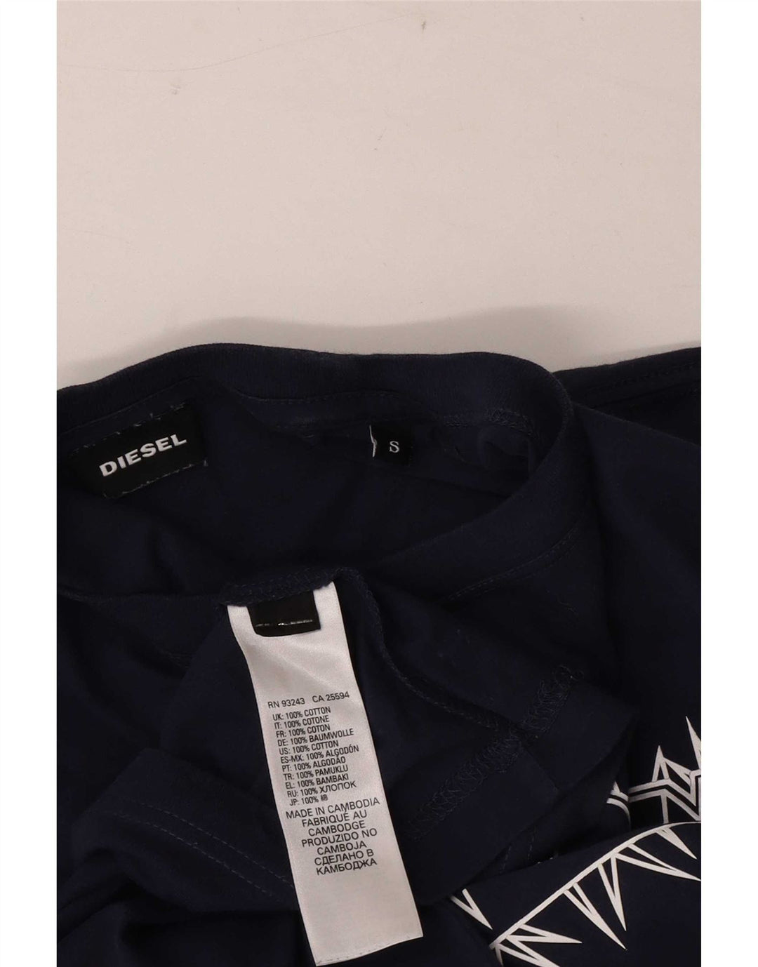 Diesel T-Shirt Graphique Homme Petit Bleu Marine Coton