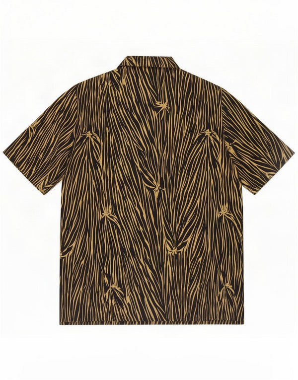 Camisa feminina vintage de manga curta UE 38 estampa animal preta média
