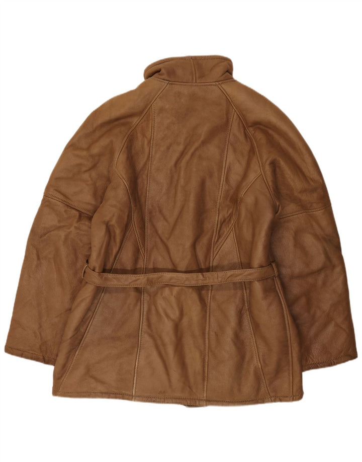 Vintage Mens Shearling Overcoat UK 38 Medium Brown