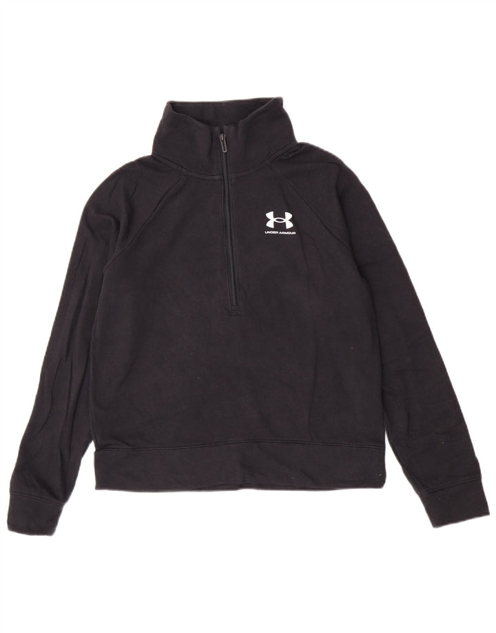 Maglia da ginnastica Under Armour da donna con zip e collo, UK 10, piccola, nera