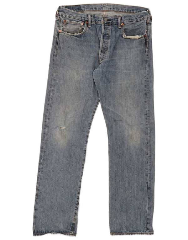 Levi's Jeans rectos desgastados 501 para hombre W34 L32 Algodón azul