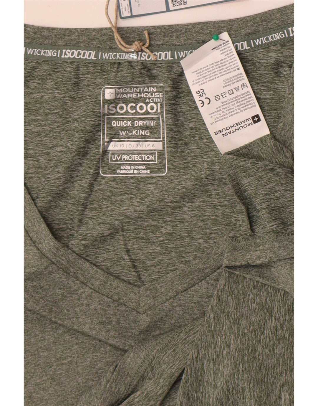 Mountain Warehouse Womens T-Shirt Top UK 10 Small Green Flecked Polyester