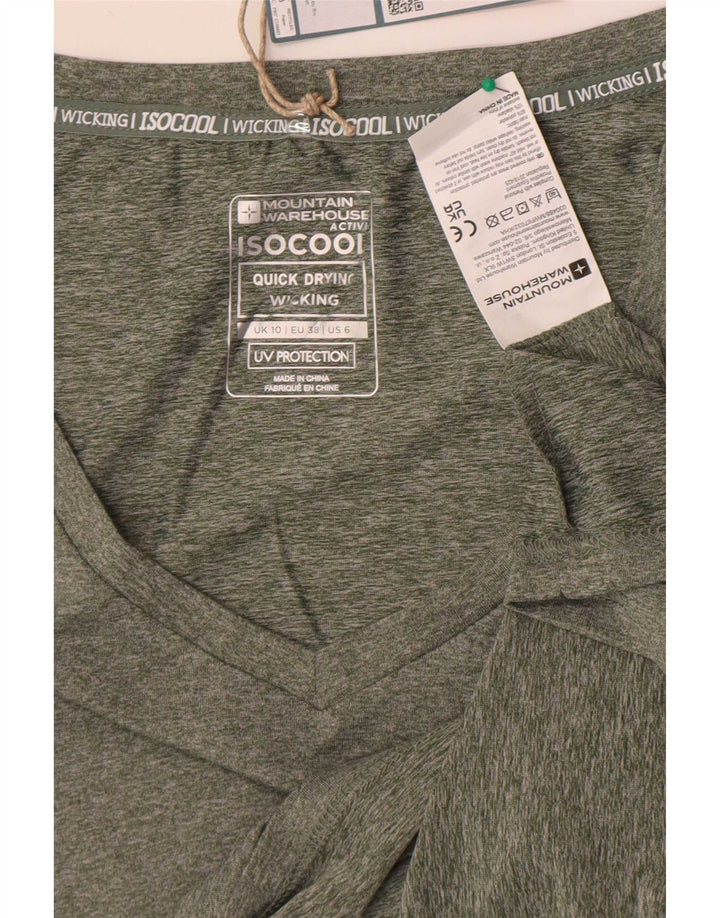 Mountain Warehouse Womens T-Shirt Top UK 10 Small Green Flecked Polyester