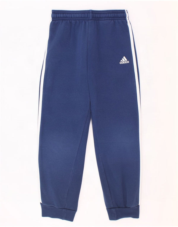 Adidas meninos calças de treino joggers 6-7 anos azul marinho algodão