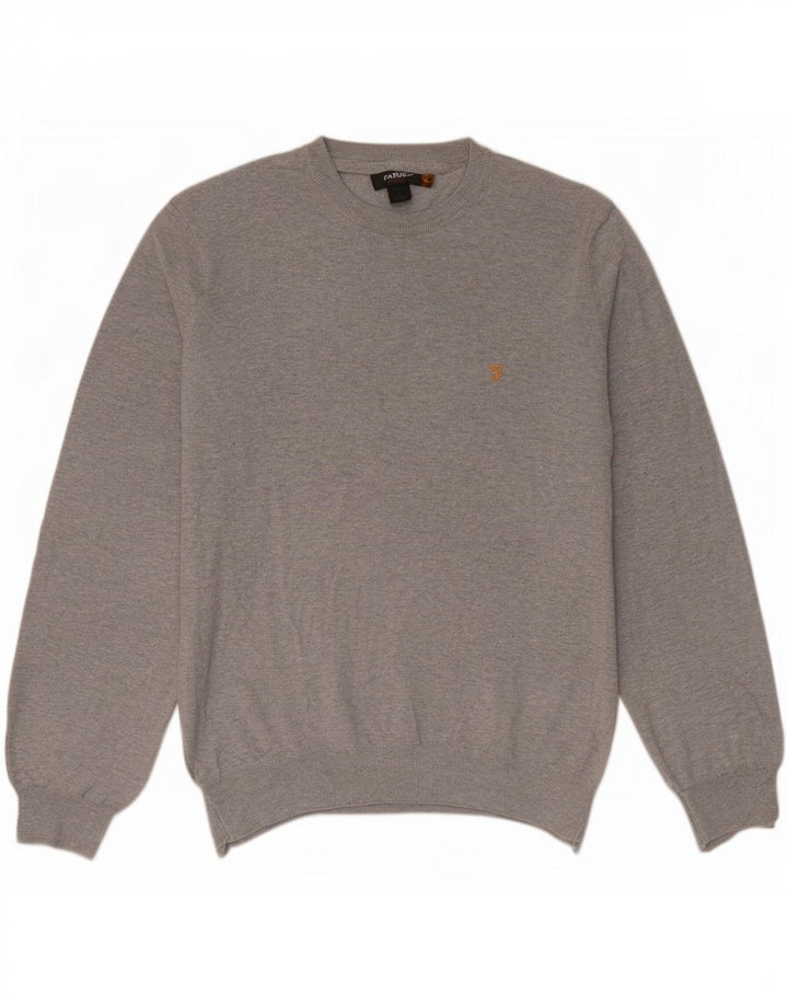 Farah Mens Crew Neck Jumper Sweater Medium Grey