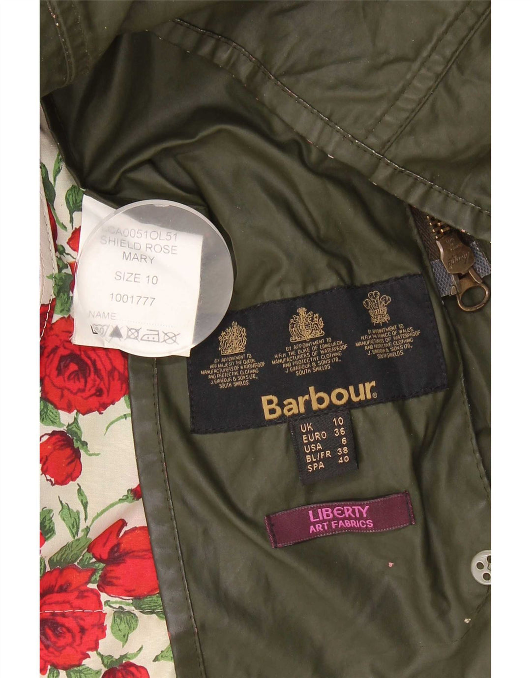 Kurtka damska Barbour z woskowanej bawełny UK 10, mała khaki