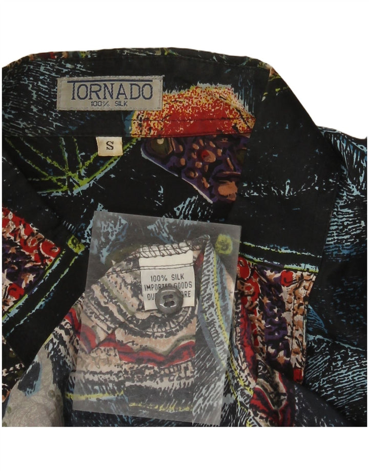 Tornado Mens Abstract Pattern Loose Fit Shirt Small Multicoloured Silk