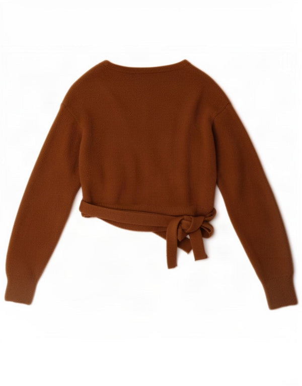 Zara Womens Crop Wrap Cardigan Sweater UK 12 Medium Brun Nylon