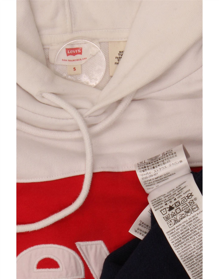 LEVI'S Mens Graphic Hoodie Jumper Small Multicoloured Colourblock Cotton Vintage Levi's and Second-Hand Levi's from Messina Hembry 
