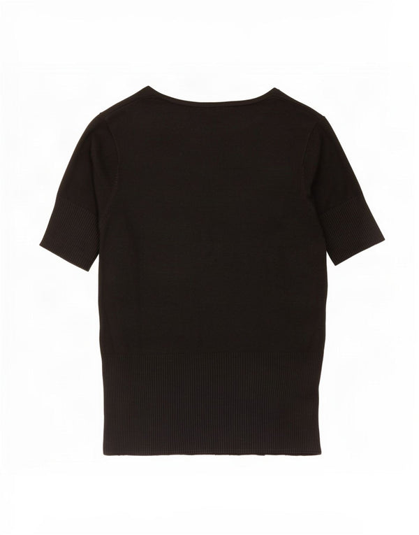 Zara Dame T-Shirt Top UK 14 Stor Sort Viscose